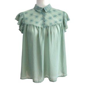 DOWNEAST collar sheer blouse